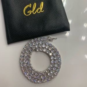 White Gold 5mm Round Cut Tennis Necklace/Chain